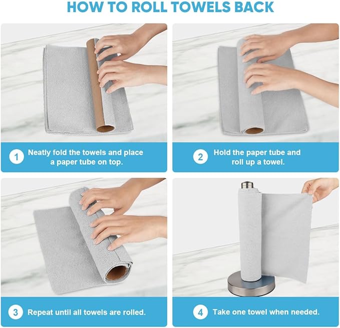AIDEA Microfiber Cleaning Cloth Roll, Shop Towels 55 Sheets, Washable Shop Rags - Image 7