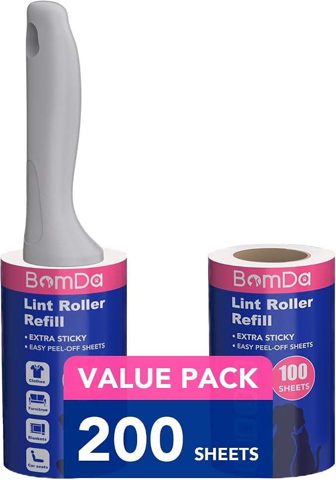 Extra Sticky Lint Roller for Pet Hair, Pet Hair Remover by BomDa