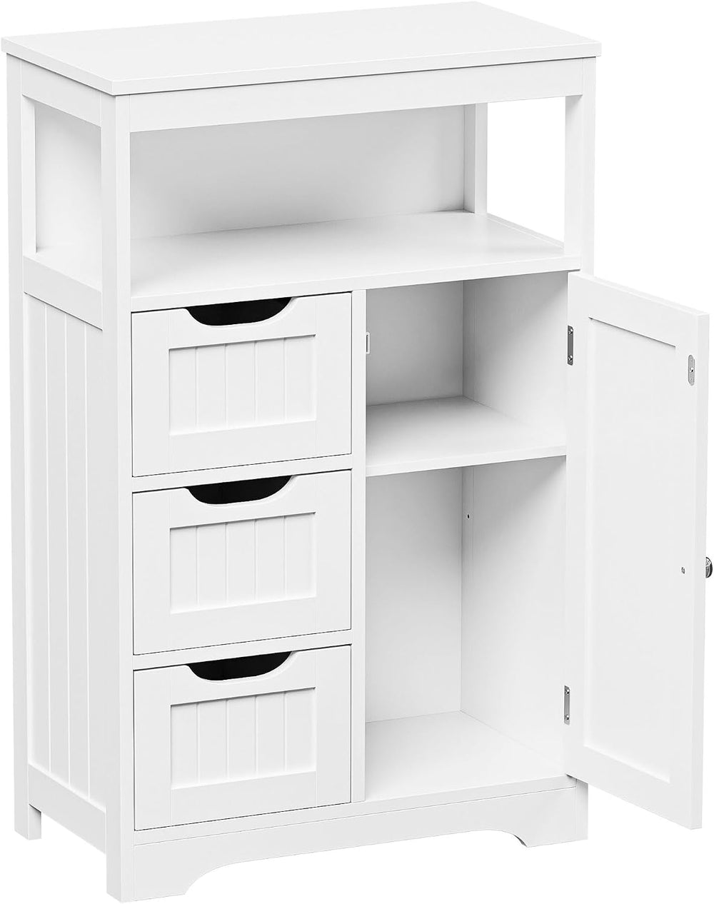 SUPER DEAL Wooden Bathroom Storage Cabinet with 3 Drawers and 1 Door, Free-St...