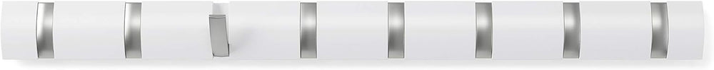 Umbra Flip Coat Rack, Wall Mount 8-Hook, Space Saving, White