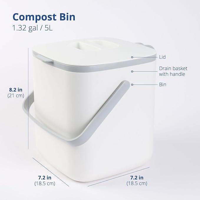 BLUE GINKGO Kitchen Compost Bin – Filter-Free, Odor-Tight Countertop Food Waste - Image 2