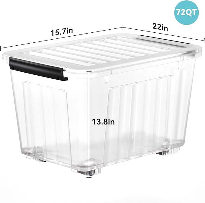 Nazhura 72 Quart Plastic Storage Bin, Stackable and Nestable Storage Boxes