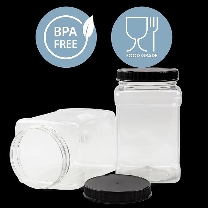 Cornucopia Brands 48oz Square Plastic Jars; Clear Rectangular 6-Cup Canisters - Image 5