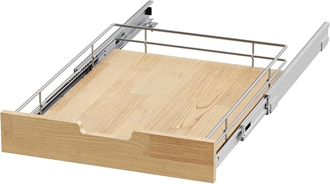 Pull Out Cabinet Organizer, Heavy-Duty Slide Out Shelf, Wood And Wire Basket - Image 7
