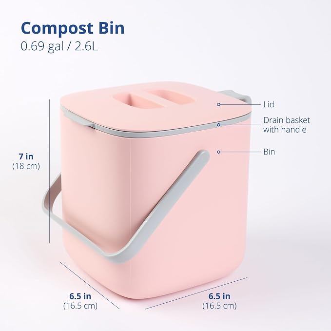 BLUE GINKGO Kitchen Compost Bin – Filter-Free, Odor-Tight Countertop Food Waste - Image 2