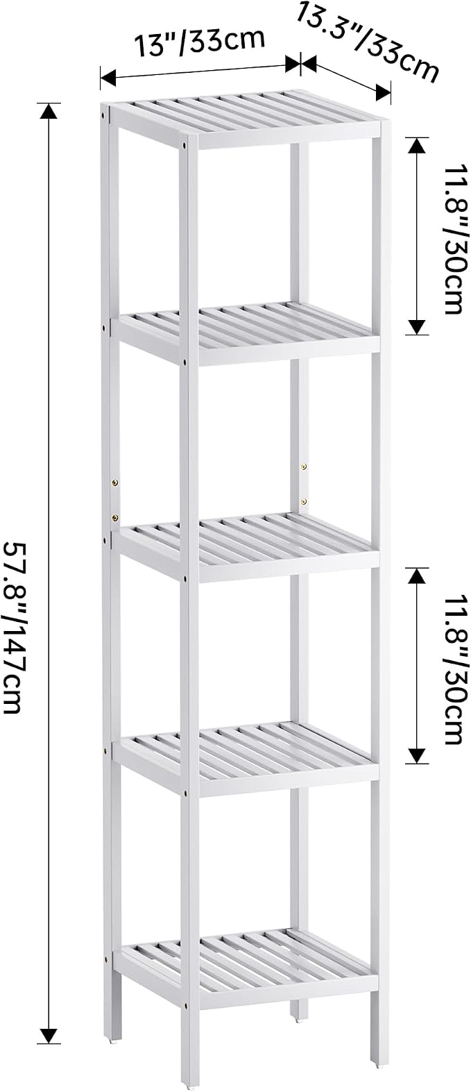 SMIBUY Bathroom Storage Shelf, 5-Tier Bamboo Rack Organizer - Image 3