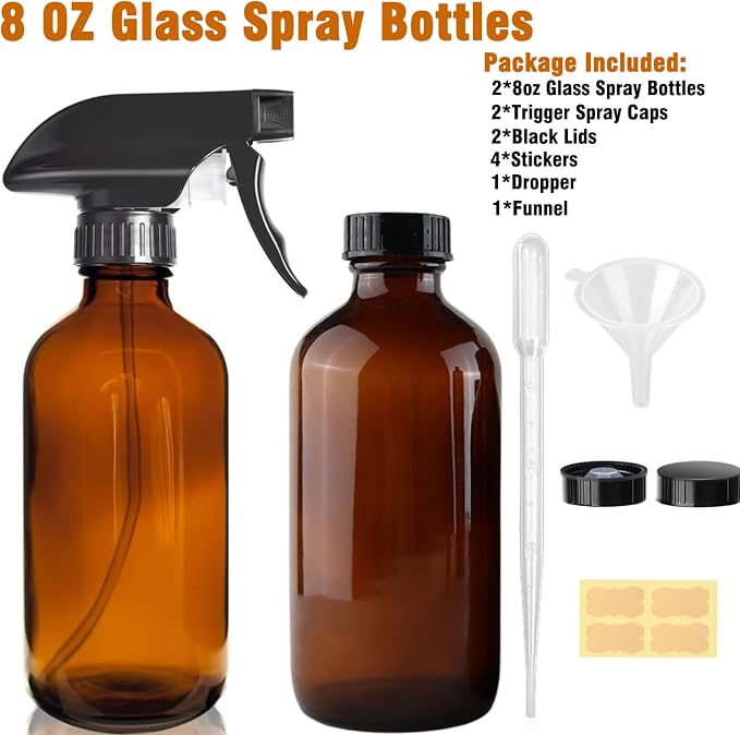 8oz Amber Glass Spray Bottles - Image 4