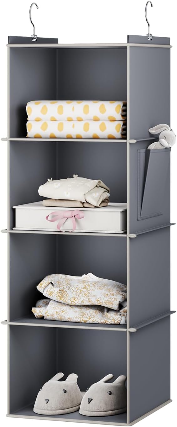 YOUDENOVA Hanging Closet Organizer, 4-Shelf Closet Hanging Storage Shelves by YOUDENOVA