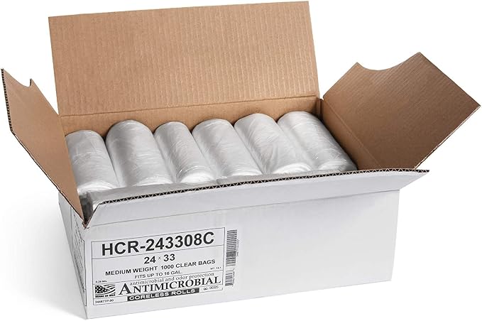 Aluf Plastics - 12-16 Gallon Clear Trash Bags - 24" x 33"- 8 Micron Equivalent - Image 2
