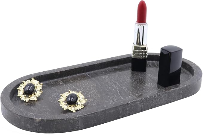 Natural Marble Tray, Oval Vanity Decorative Tray by Kesoniku