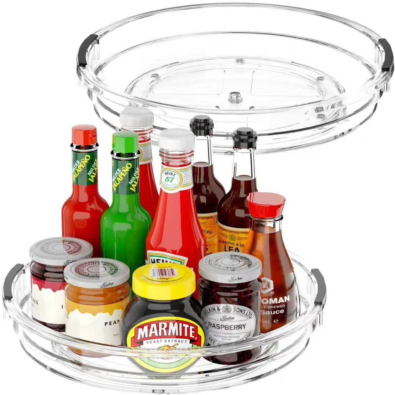 INCOSTAR Lazy Susan 2 Pack, 10.6 Inch Clear Turntable for Kitchen Cabinet | Rotating Spice Rack, Pantry Organizer and Storage, Bathroom Countertop Organizing for Makeup Vanity