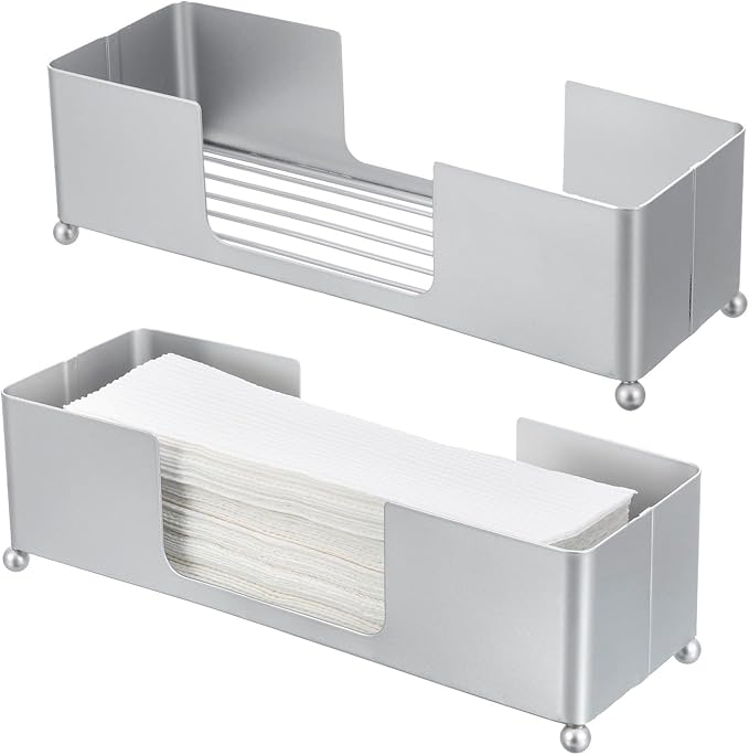MyGift Metal Tabletop Folded Hand Towel Holder, Modern Silver Tone Commercial by MyGiftHome