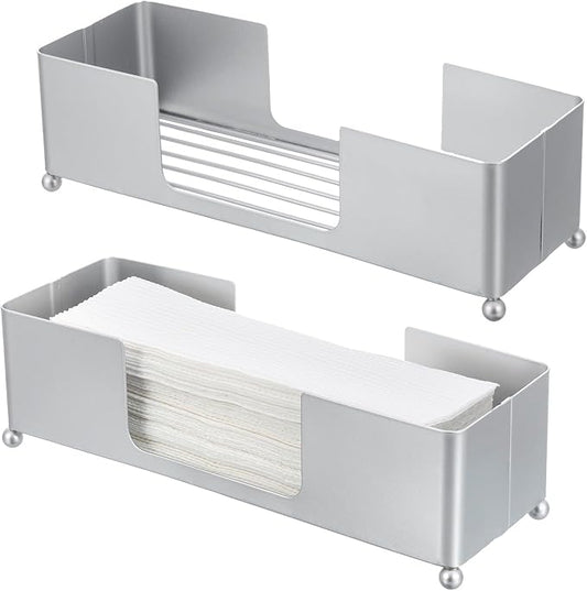 MyGift Metal Tabletop Folded Hand Towel Holder, Modern Silver Tone Commercial by MyGiftHome