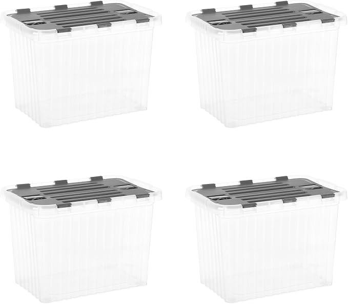 Superio Storage Bins with Lids, Stackable Totes, BPA Free, Odor Free, Organizer