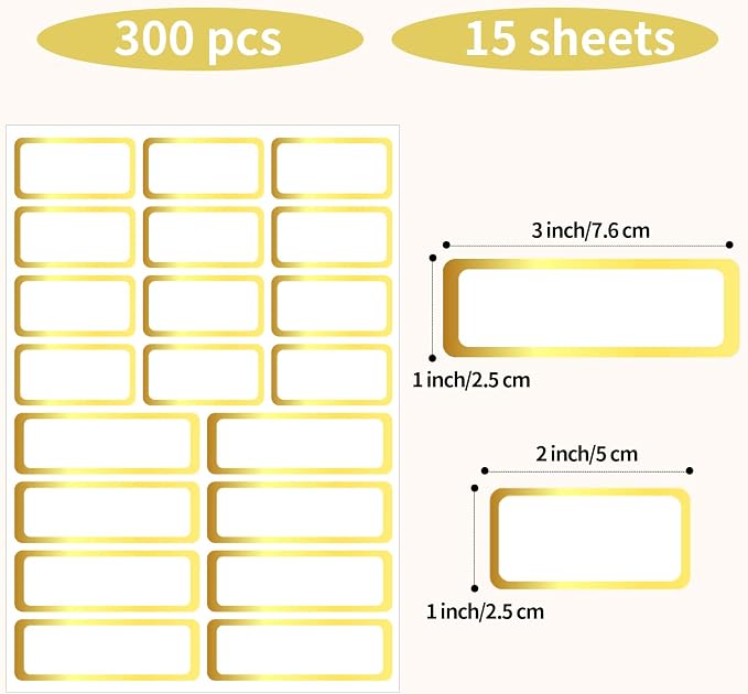 Gold Labels Stickers, Removable Blank Labels Gold Border, Self-Adhesive - Image 2