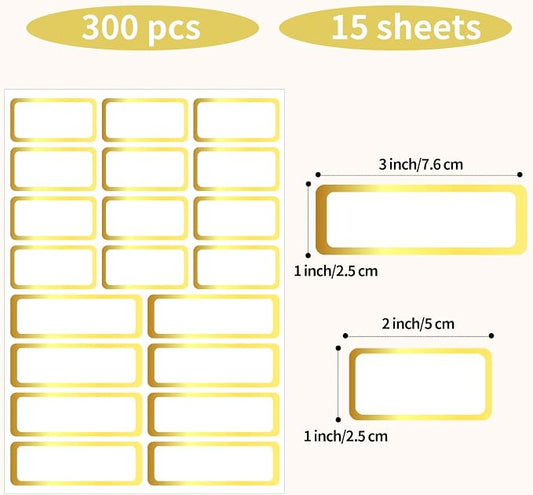 Gold Labels Stickers, Removable Blank Labels Gold Border, Self-Adhesive - Image 2