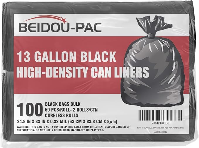13 Gallon Trash Bags, Industrial, Commercial, Janitorial by BEIDOU-PAC