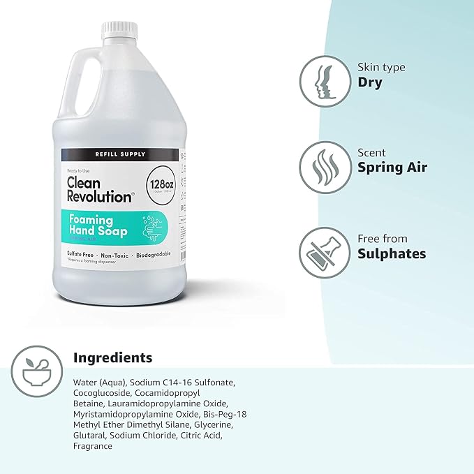 Clean Revolution Foaming Hand Soap Refill Supply Container, Ready to Use Formula - Image 5