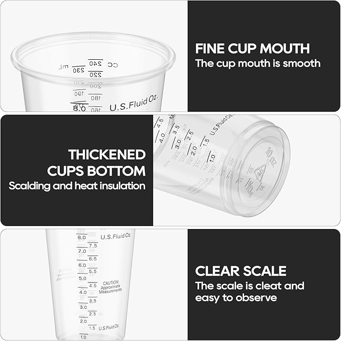Turbo Bee Plastic Measuring Cups 8OZ, 100 PACK Disposable Mixing Cups - Image 5