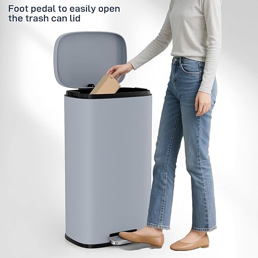 Arlopu 8/13.2 Gallon Step Trash Can, Stainless Steel Garbage Bin, Soft-Close - Image 9