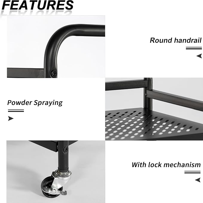 HDANI 3 Tier Rolling Cart, Heavy Duty Multifunctional Metal Frame-Supports 22 - Image 5