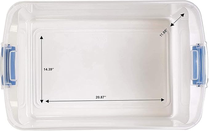 HOMZ 2-Pack Latching Lid, Large Clear Plastic Storage Bins
