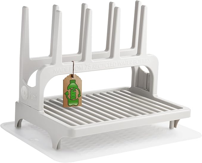PopYum Seattle Gray Space Saving Drying Rack from 100% Recycled Bottles by PopYum