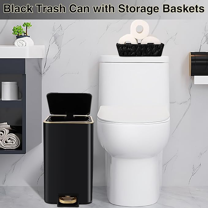 Small Bathroom Trash Can with Lid Soft Close, 1.8 Gallon Stainless Steel - Image 4