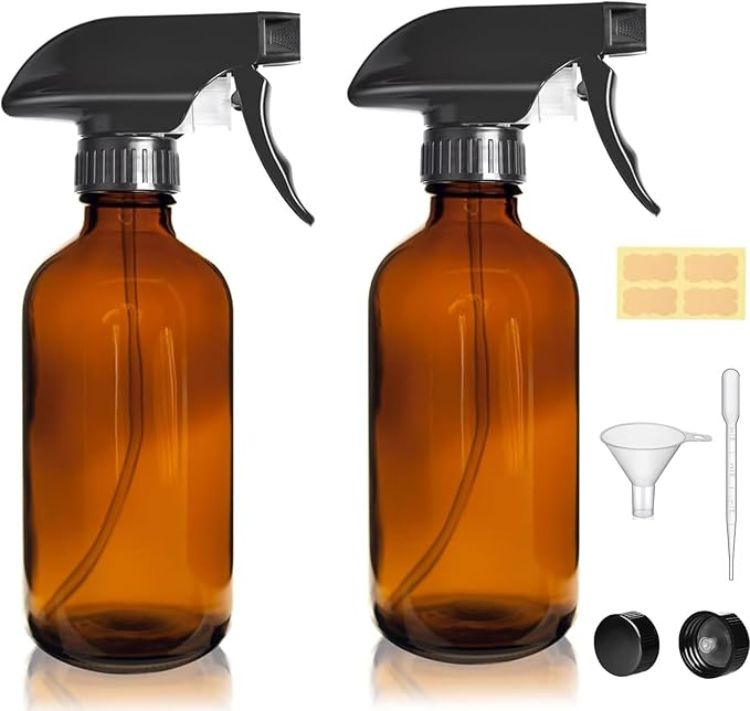 8oz Amber Glass Spray Bottles by LANBEAUTIFY