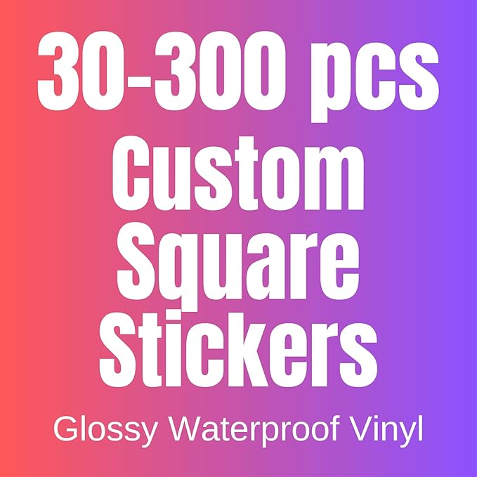30-300 PCS Custom Square Stickers Labels by YEYABOA