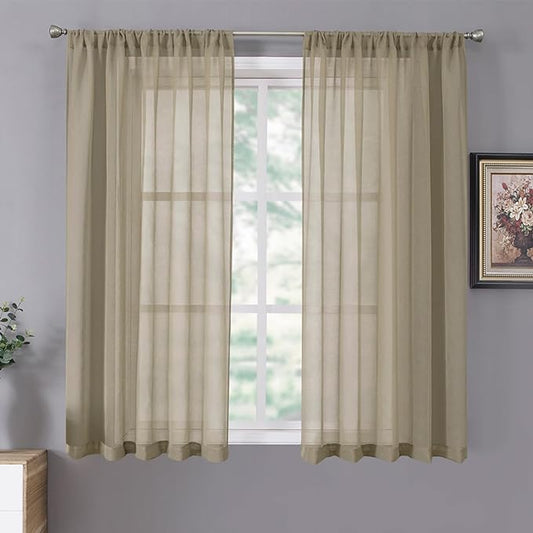 Tollpiz Sheer Curtains Living Room Linen Textured Curtain Sheers Light by Tollpiz