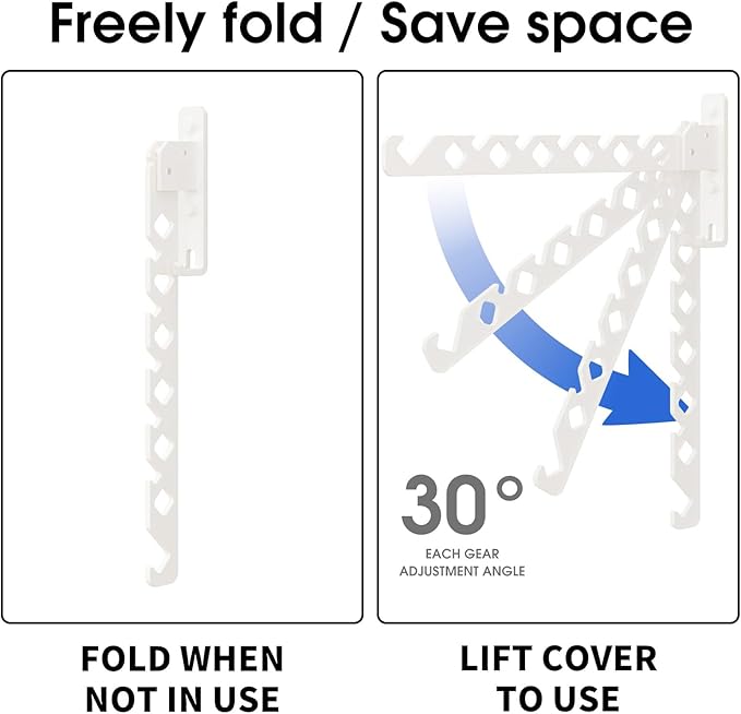 Wall Mounted Clothes Drying Rack, Wall Clothes Hanger Hook - Image 2