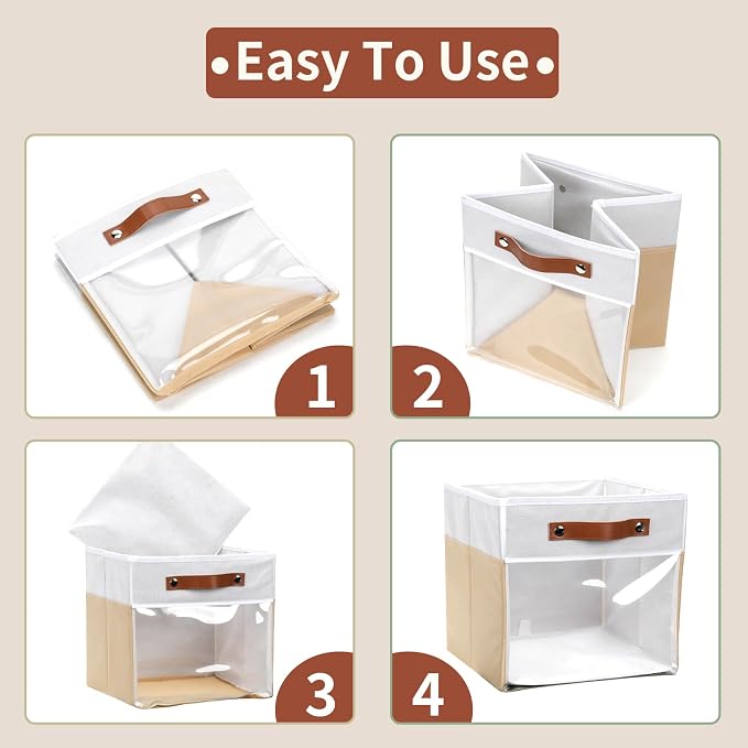 HNZIGE Fabirc Storage Cube Bins 13x13x15 Storage Cube Bins, 4 Pack Foldable - Image 7