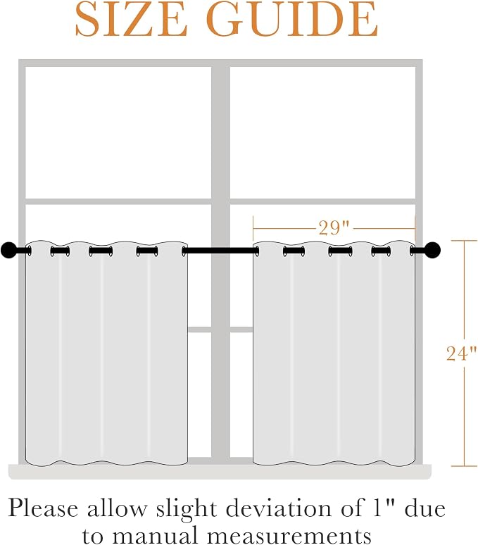 PONY DANCE Cafe Curtains 24 inch Length, Short Blackout Drapes - Image 2