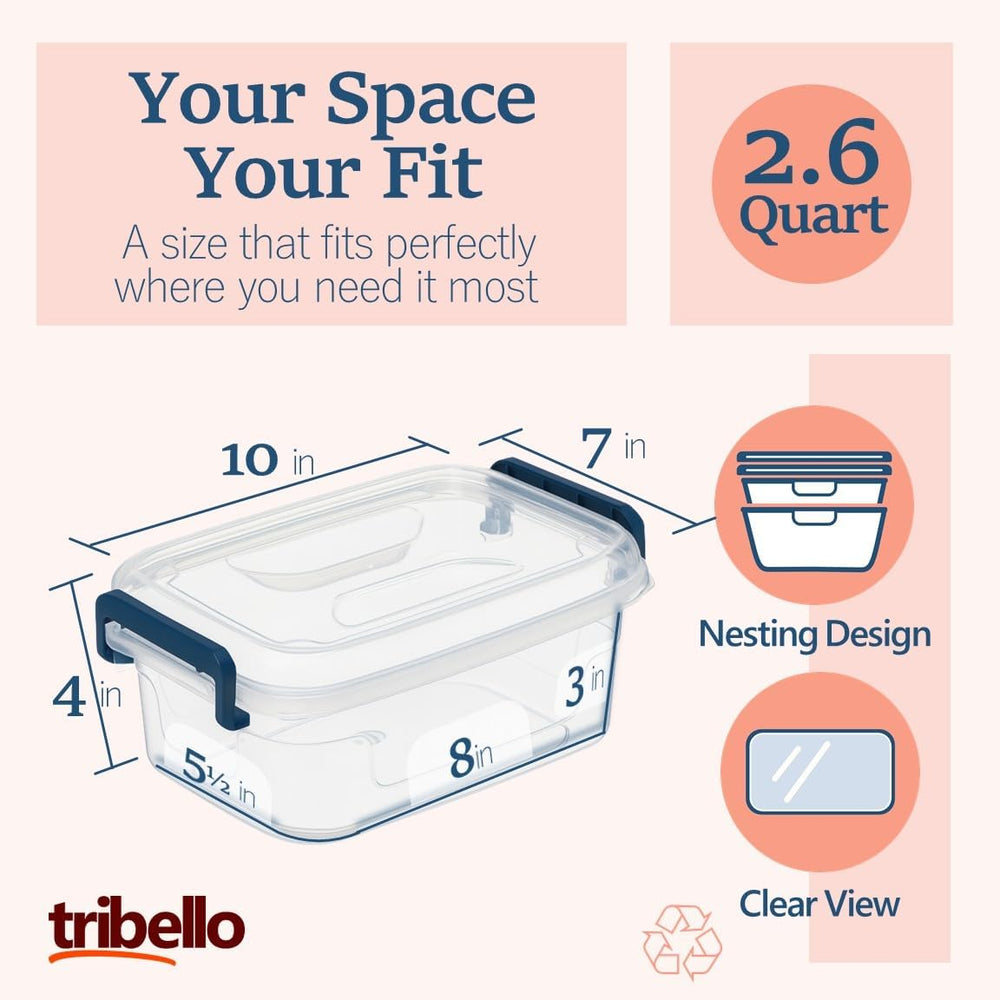 Tribello Small Clear Storage Bins with Lids, Bulk 16-Pack Stackable Plastic S...