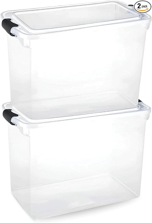 HOMZ 2-Pack Latching Lid, Large Clear Plastic Storage Bins w/Lids, 112 Quart by Homz