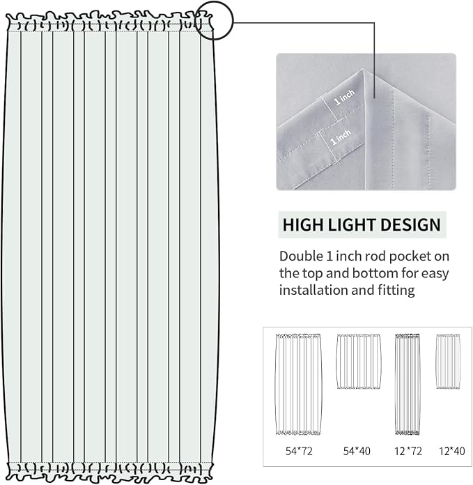 DWCN French Door Curtains – Rod Pocket Thermal Blackout Curtain - Image 3