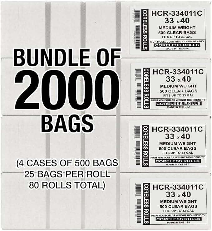 Aluf Plastics High Density Trash Bags, 33 Gallon, 11 Micron, - Image 2