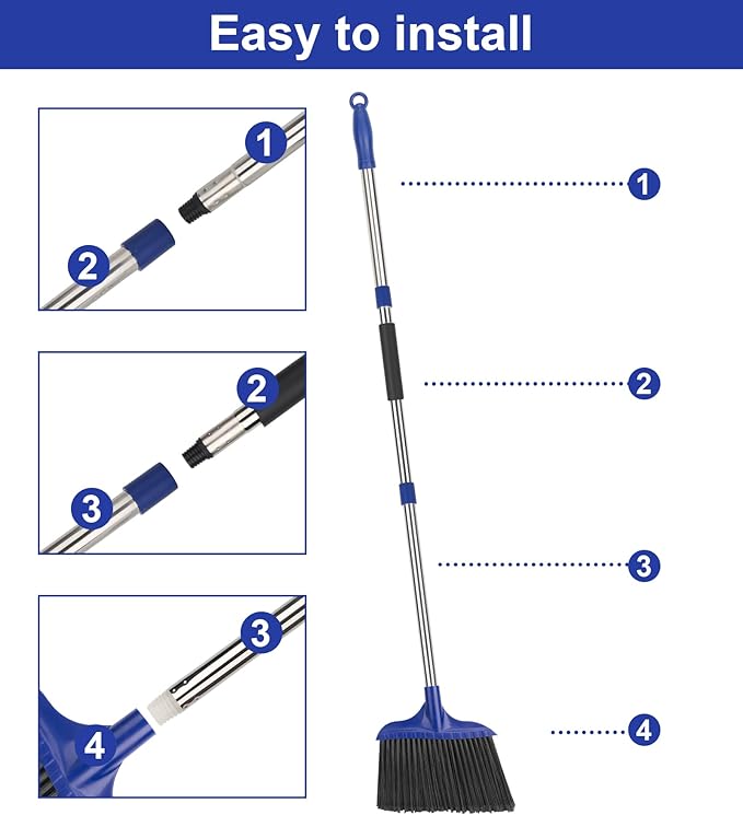 Kefanta 6 Pack Heavy Duty Broom Indoor/Outdoor Commercial Brooms Angle Broom 53 - Image 6