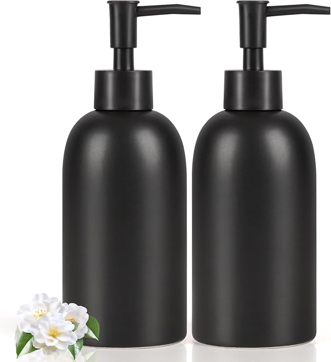Natheeph 14OZ Ceramic Soap Dispenser Ceramic Soap Pump Dispenser Can Fill Liquid by Natheeph