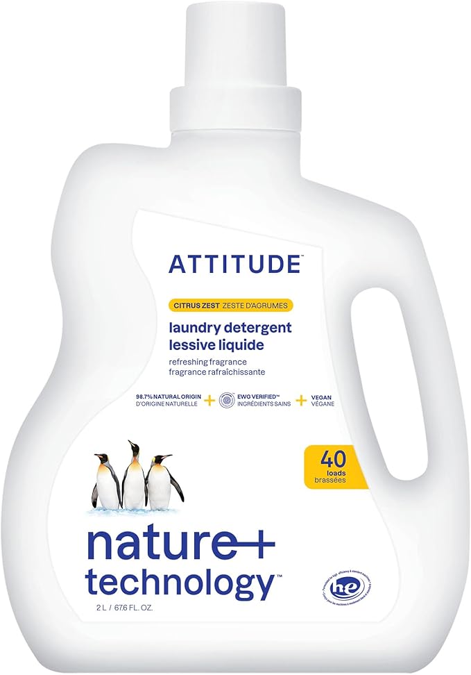 ATTITUDE Liquid Laundry Detergent, EWG Verified, HE Compatible, Plant-Based & by ATTITUDE