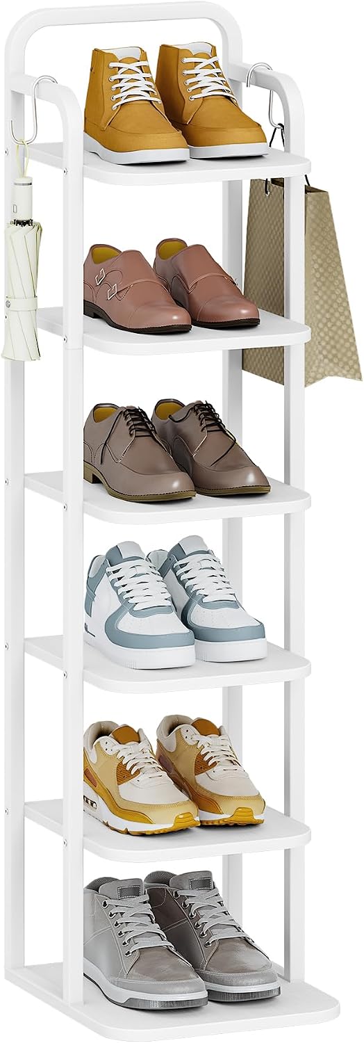Hzuaneri 6 Tiers Vertical Shoe Rack, Narrow Shoe Tower, Tall Shoes Shelf with...