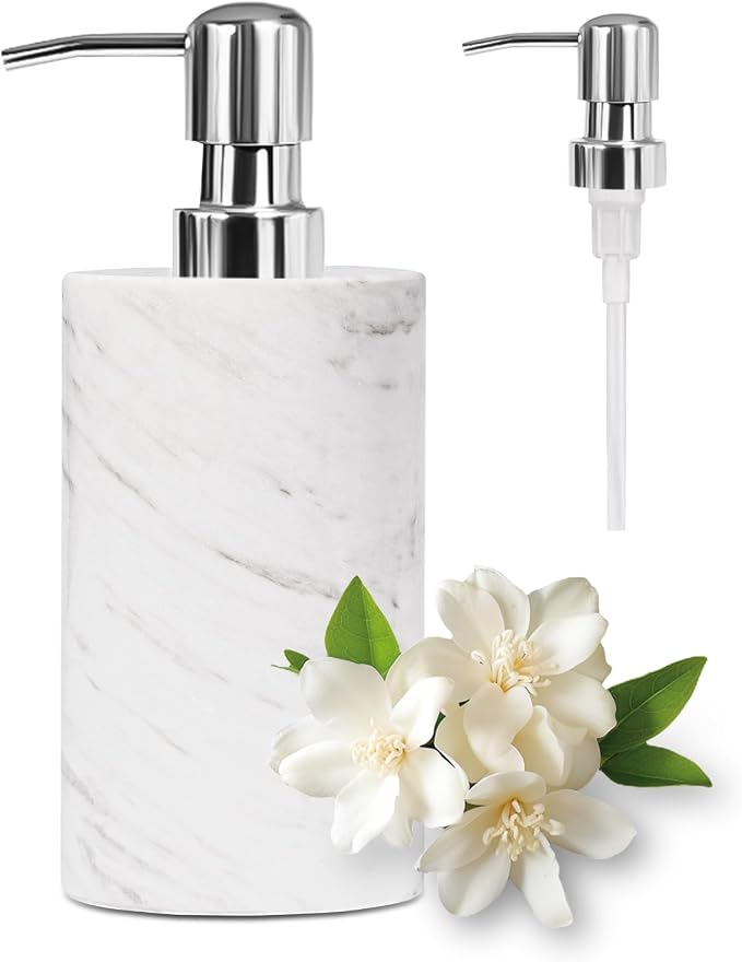 Marble Soap Dispenser with Stainless Steel Pump, 6 Ounces by Amaauto