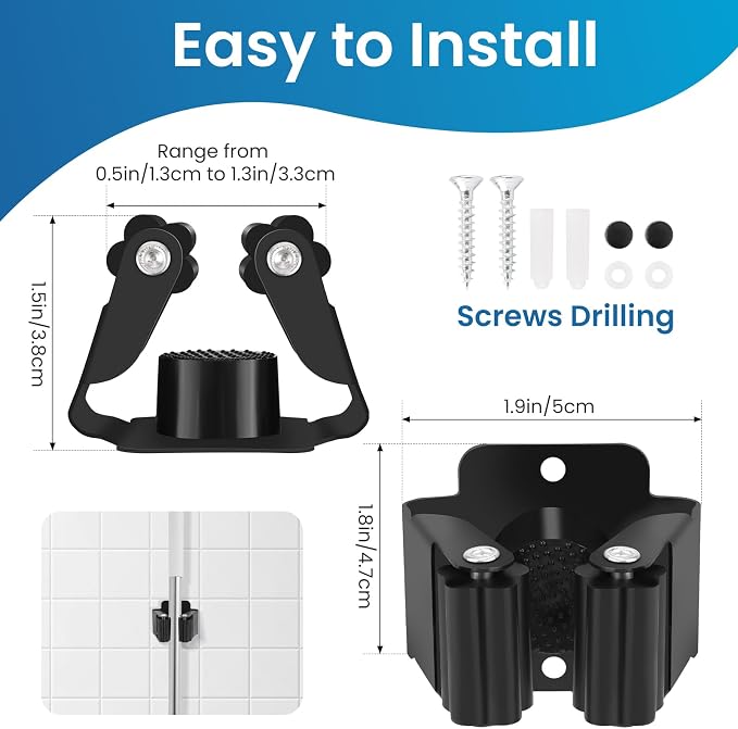 Broom Holder Wall Mount, Stainless Steel Heavy Duty Mop Holder Broom Mop Hanger - Image 2