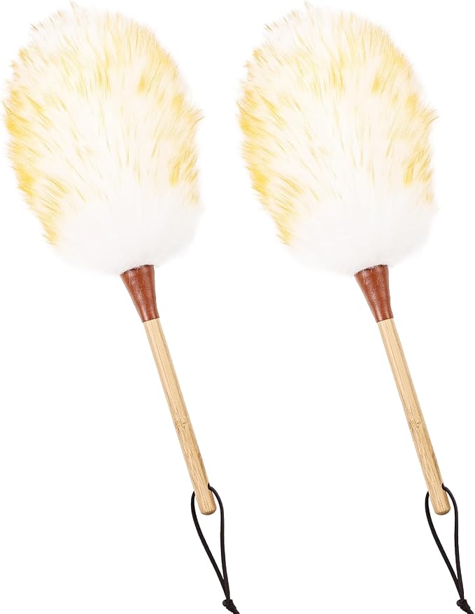 Natural Lambswool Duster 16 Inch Handheld by MehelloFeather