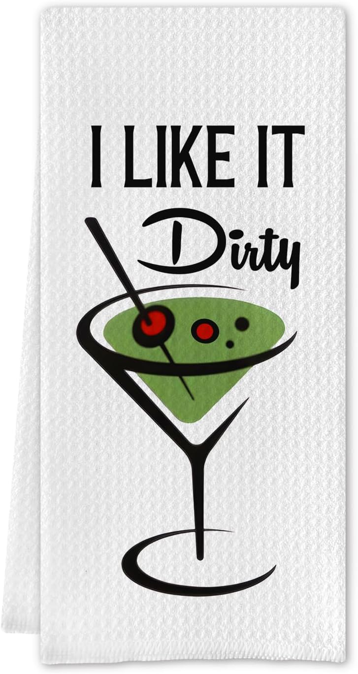 Dirty Martini Gifts - Martini Accessories,Martini Hand Towel,Funny Dirty Martini Mix Kitchen Towels,Martini Gifts for Women(16 X 24 Inches)