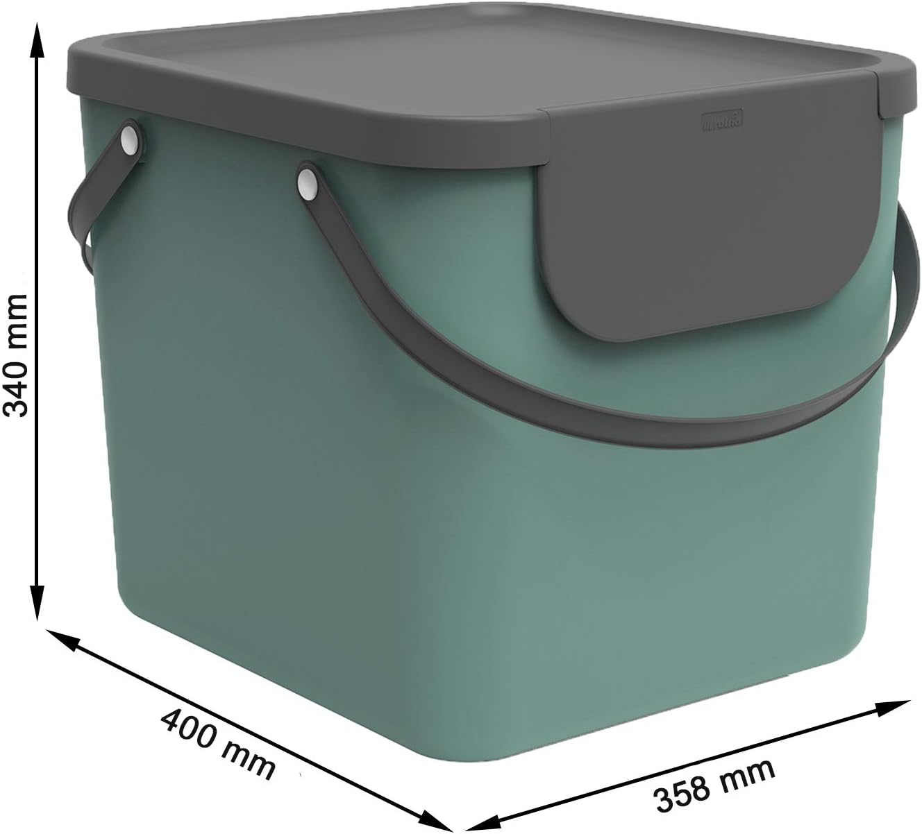 Rotho Albula Waste Separation System 40 L for The Kitchen, Plastic (PP) BPA Dark Green/Anthracite, 40 L (40.0 x 35.8 x 34.0 cm)