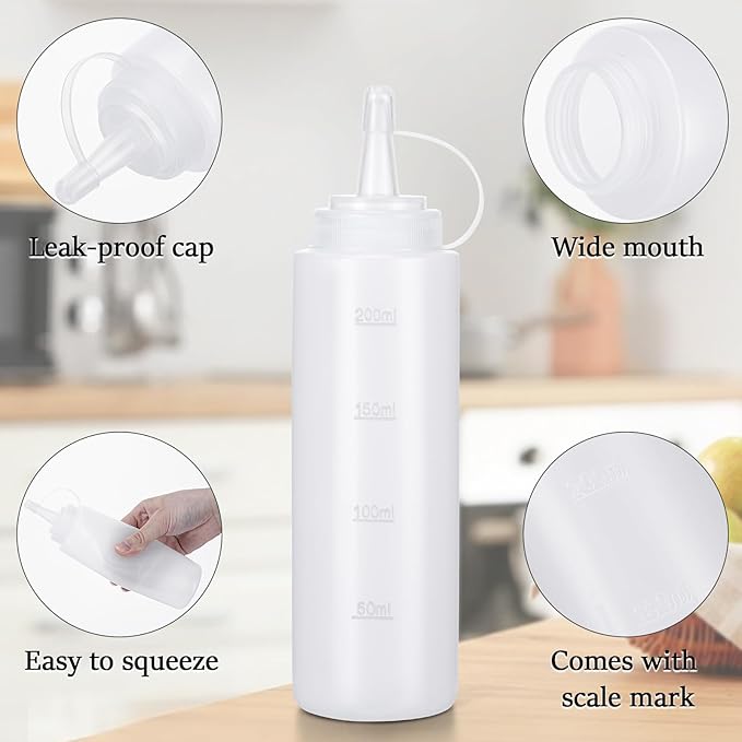 Condiment Squeeze Bottles Ketchup Dispenser, 6 Pack 8oz Squeeze Bottles - Image 3