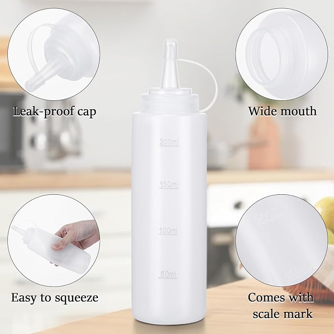 Condiment Squeeze Bottles Ketchup Dispenser, 4 Pack 8oz Squeeze Bottles - Image 3