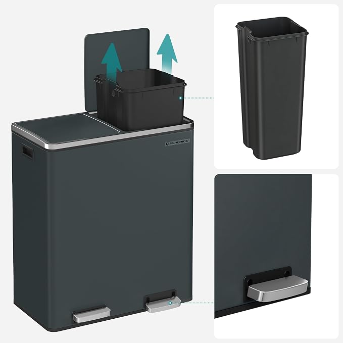 SONGMICS Trash Can, 2 x 8 Gallon Garbage Can - Image 5